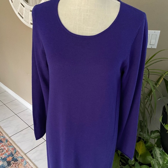 LKNW Eileen Fisher Dress M Merino Wool Long Sleeve Rib Knit Medium Scoop Neck - Picture 4 of 15